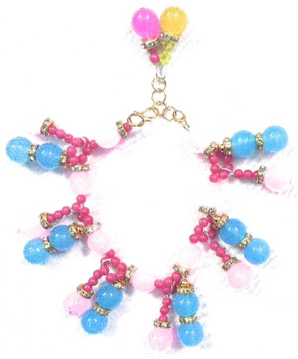 NIBRAS Pink Blue Crystal Snug-Fit Bracelet - B09KGXYYXL, Item Length: 16 cm; Item Diameter: 4 cm; Free Size; With 3.5 cm Adjustable Chain, 36 gm